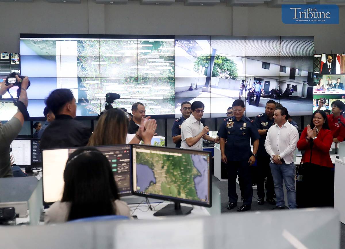 Department of the Interior and Local Government Secretary Benjamin Abalos Jr. and Philippine National Police chief Police General Rommel Francisco Marbil attend a demonstration of the E911 system on Friday at the PNP Command Center in Camp Crame, Quezon City. The E911 is a cutting-edge emergency call system that uses precise location tracking, flexible communication options, and seamless integration with other emergency services to reduce response times. Photo/Analy Labor